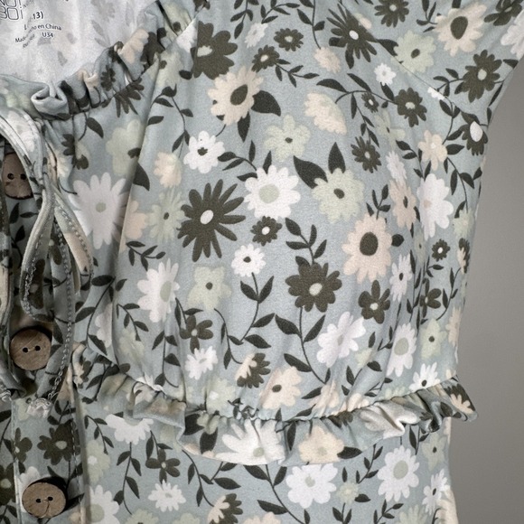 No Boundaries Juniors Ruffle Button Down Dress Large Pastel Hobo Jade Mint Green - Picture 2 of 7